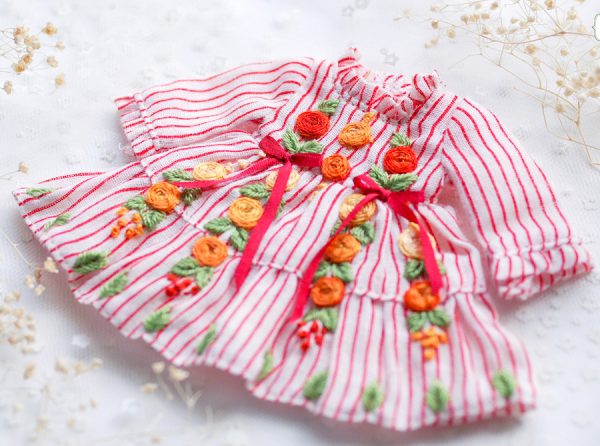 Ylang Garden Candy Cane Embroidered Dress (Fits 1/8 Dolls)