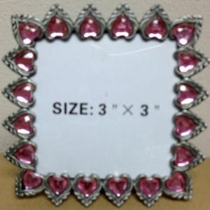 Hearts Bejeweled Picture Frame 3″ x 3″