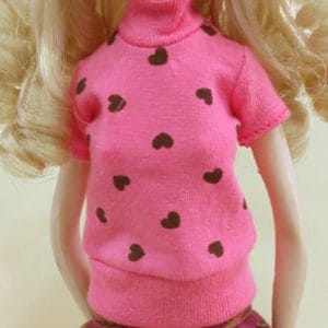 Pink Turtleneck W/Chocolate Hearts (1/6, Barbie, Blythe)