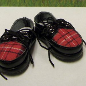 Shoes – Boy’s Black Lace-up Oxford w/Red Plaid Inset