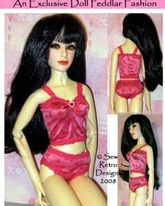 Camisole & Bikini Set (Red with Hearts) SD Size