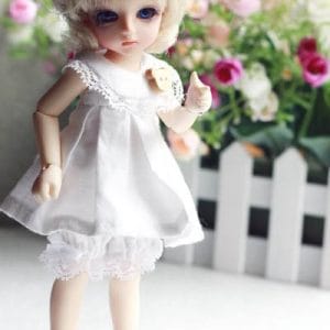 Outfit – White Baby Doll Dress & Bloomers (16cm)