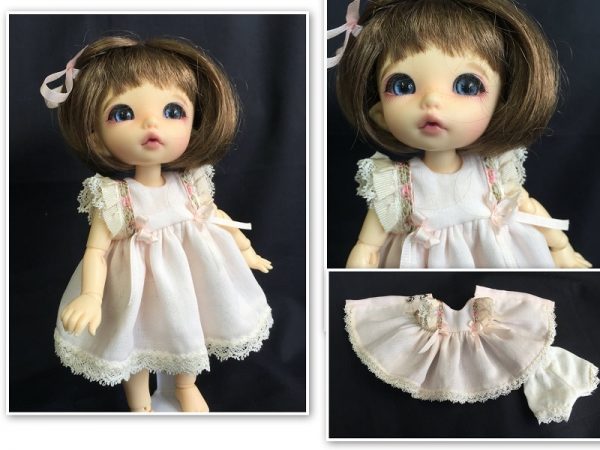 OOAK Dress w/Laces, Embroidered Ribbon, Ribbons, for 16cm, 6" Lati Yellow, Twinkles Pukifee