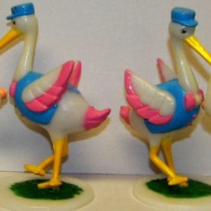 Colorful Stork w/Baby ~ 4″