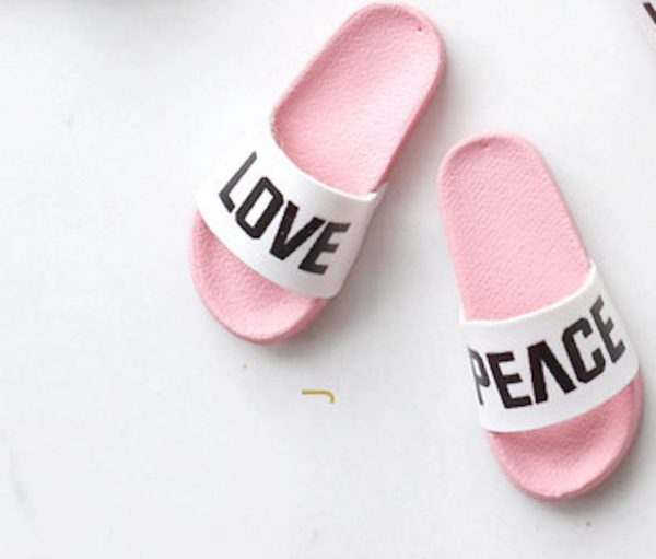 SK PEACE & LOVE Pink  Slides/Slippers  Length =1.1" x .4" width. Blythe, Pullip Momoko & similar