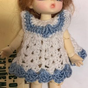Crochet Dress – White & Blue  3″-5″