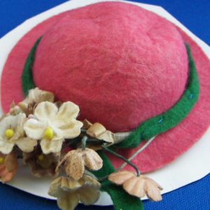 Vintage rose felt hat with flowers