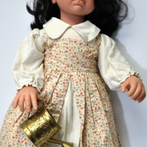 DP-Modelle  Cream dress with yellow print  scalloped print pinaf
