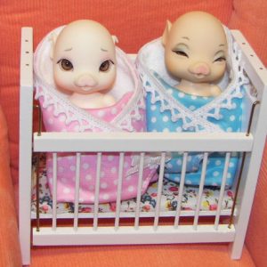 Furniture: White Wood Crib (For 5″ Dolls/Lati White/Etc)