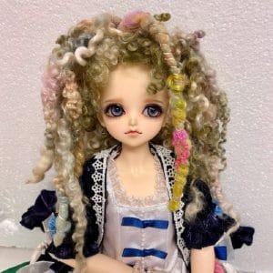 OOBIE ooak mohair base with added locks and yarns size 7