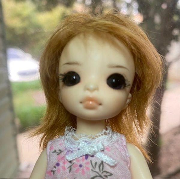 Dollfie Plus Wig Light Red Mushroom Bob -sz 3-4
