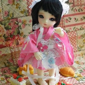 Outfit – Pink & Lace Kimono, Lati Yellow (16cm)