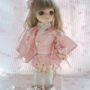 Outfit – Pale Pink Kimono, Lati Yellow, (16cm)