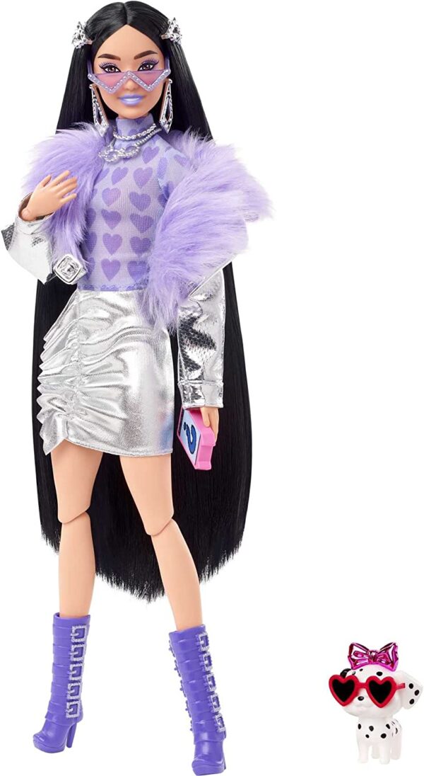 HHN07 Barbie Extra #15 (Black Hair/Silver Jacket & Pet Dalmation) NRFB