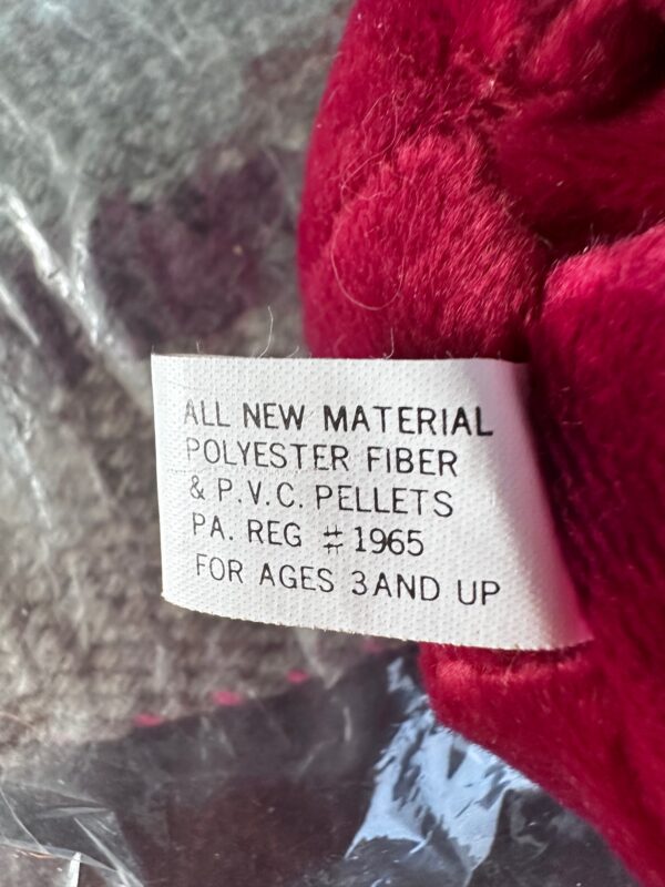 RARE. ERROR TAG  1993 Ty Beanie Baby “Teddy”  #4052 Cranberry 3rd Gen Hang Tag 1st Gen Tush Tag - Image 2
