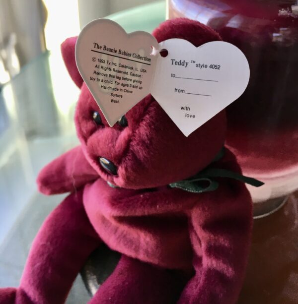 RARE. ERROR TAG  1993 Ty Beanie Baby “Teddy”  #4052 Cranberry 3rd Gen Hang Tag 1st Gen Tush Tag - Image 6