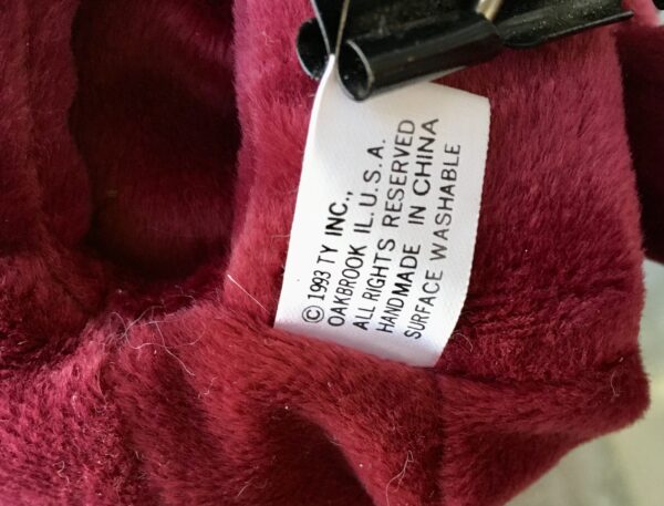 RARE. ERROR TAG  1993 Ty Beanie Baby “Teddy”  #4052 Cranberry 3rd Gen Hang Tag 1st Gen Tush Tag - Image 3