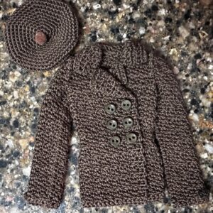 Tyler Wentworth RTW Chocolate Knobby Knit Jacket & Tam MINT/NO BOX