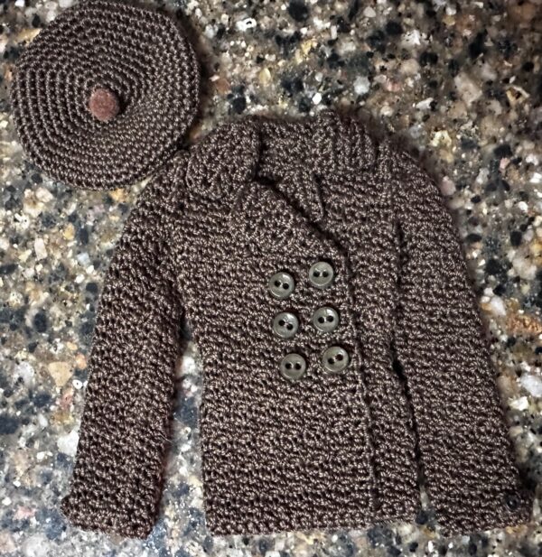 Tyler Wentworth RTW Chocolate Knobby Knit Jacket & Tam MINT/NO BOX