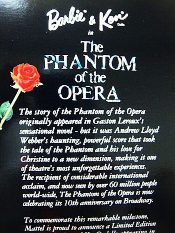 Phantom of the Opera Barbie and Ken Doll Set FAO Schwartz Limited Edition 1998 MINT NRFB - Image 6