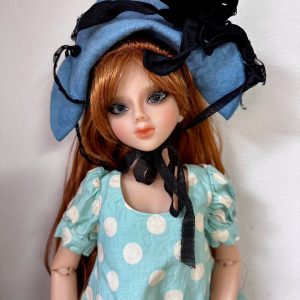 Val Zeitler SD size  Teal and White Polka Dot Dress One of a Kind -HAT NOT INCLUDED