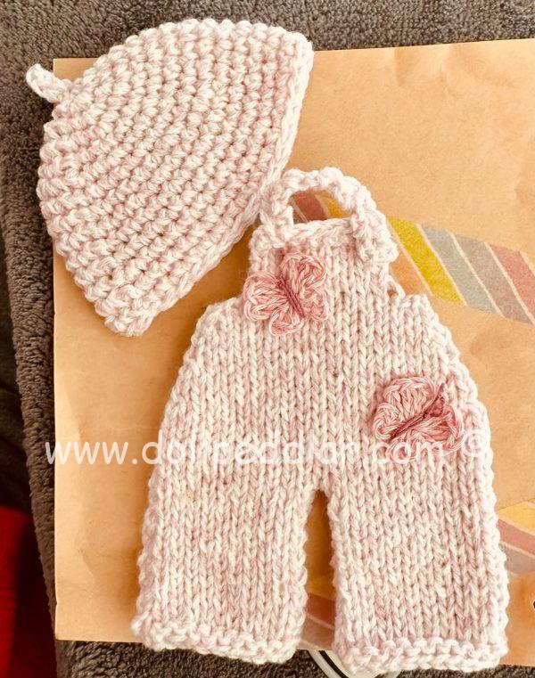 bb flocking Butterfly Knit Romper & Hat, Glasses  - Hand knit, pale pink - Image 7