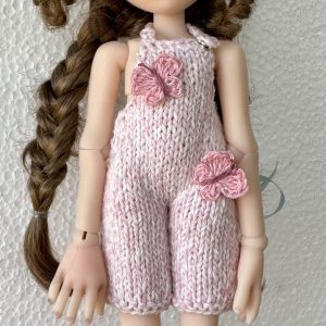 bb flocking Butterfly Knit Romper & Hat, Glasses  – Hand knit, pale pink