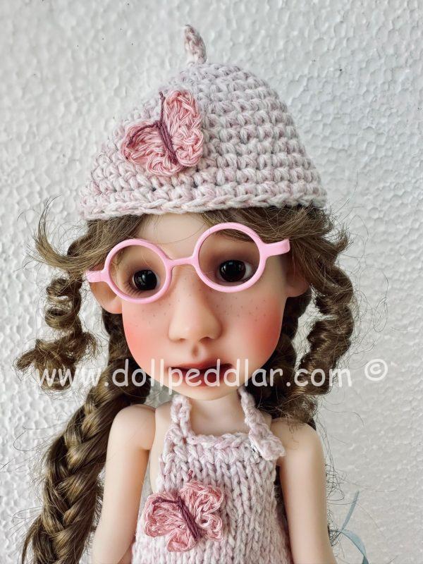bb flocking Butterfly Knit Romper & Hat, Glasses  - Hand knit, pale pink - Image 5