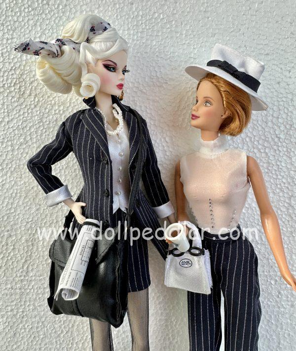 Barbie and Miss Fox wearing Barbie Pinstripe Ensemble