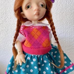 Circus Kane Grook  the  Piglet 9″ Nefer Faceup Vanilla resin  ONE OF A KIND  Full Set Argyle and polka dot dress