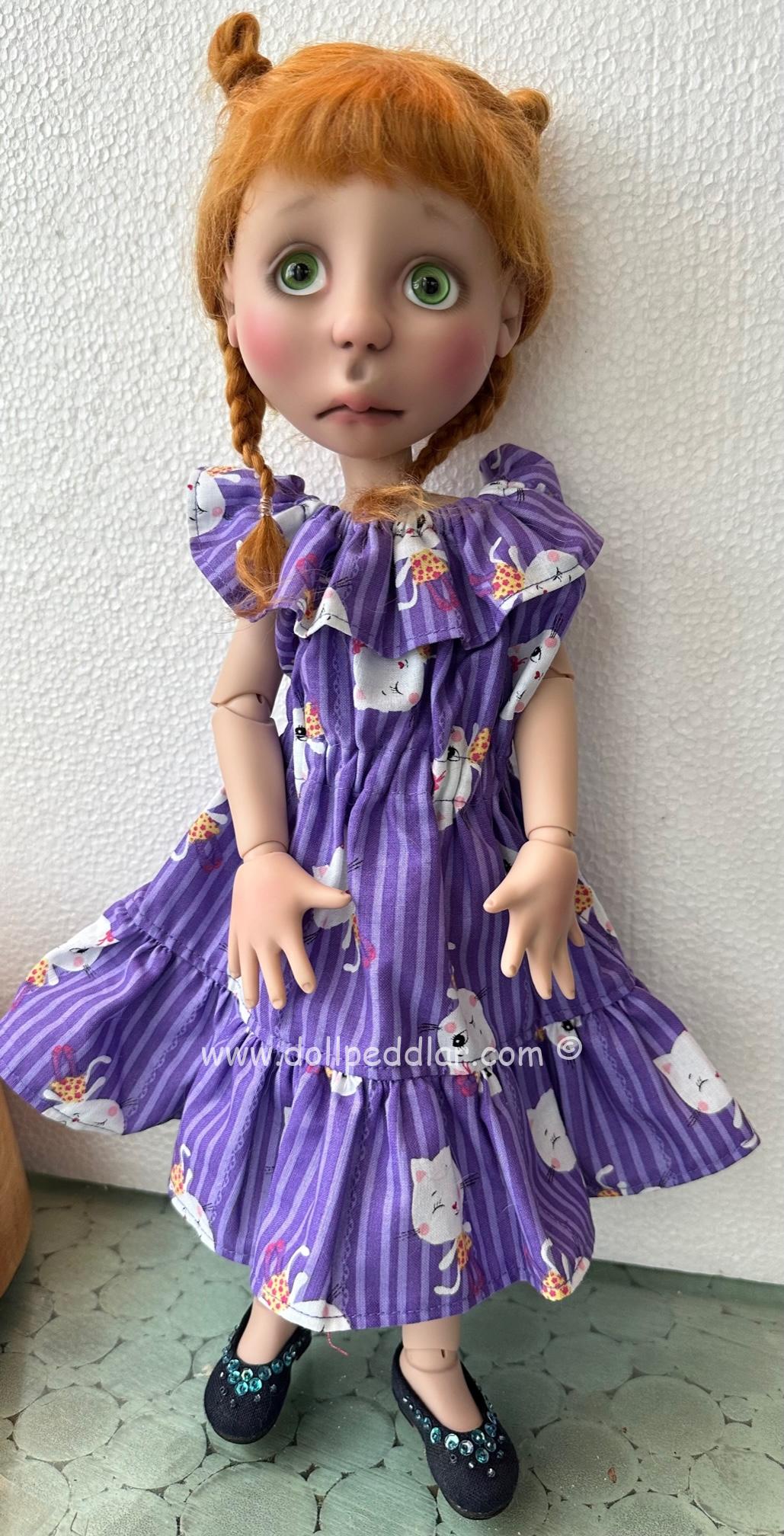 MIIA Cat & Purple Stripe Dress (Fits 13"-16" Dolls, Moppet, Eppie, Similar Size) - Image 2
