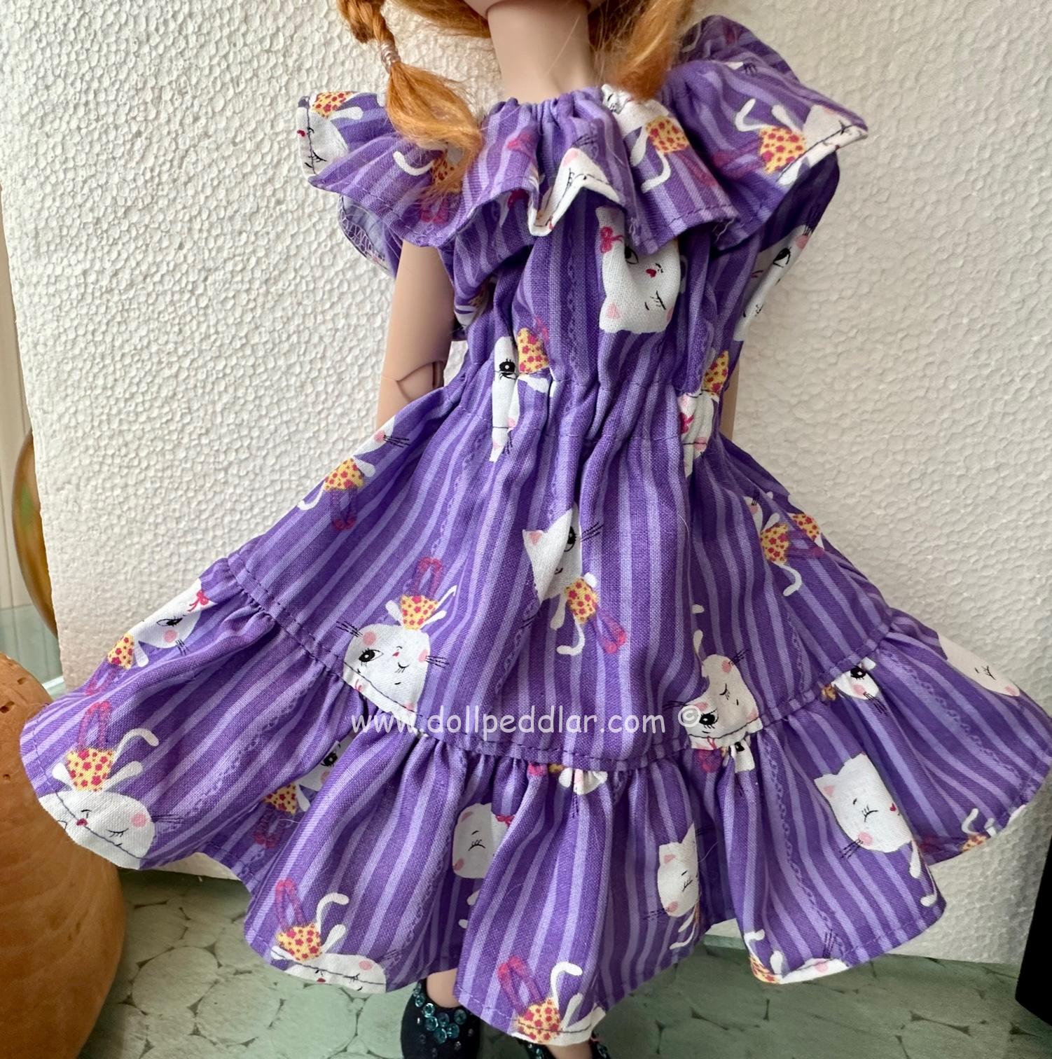 MIIA Cat & Purple Stripe Dress (Fits 13"-16" Dolls, Moppet, Eppie, Similar Size) - Image 3