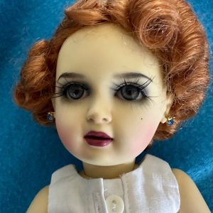 One of a Kind  Bleuette 11.5″ full resin with artist makeup, blue earrings, wig and white cotton undies   “Ruby” Mint Condition, New