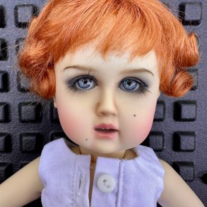 One of a Kind  Bleuette 11.5″ full resin with artist makeup, wig and white cotton undie  “Arabella”. Mint Condition, New