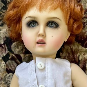 One of a Kind  Bleuette 11.5″ full resin with artist makeup, wig and white cotton undie  “Arabella”. Mint Condition, New