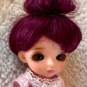 Burgundy Bun Mohair Wig Size 3-4