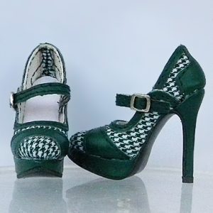 Mary Jane Pumps (Green w/Houndstooth) 16″ for Ellowyne & Antoinette