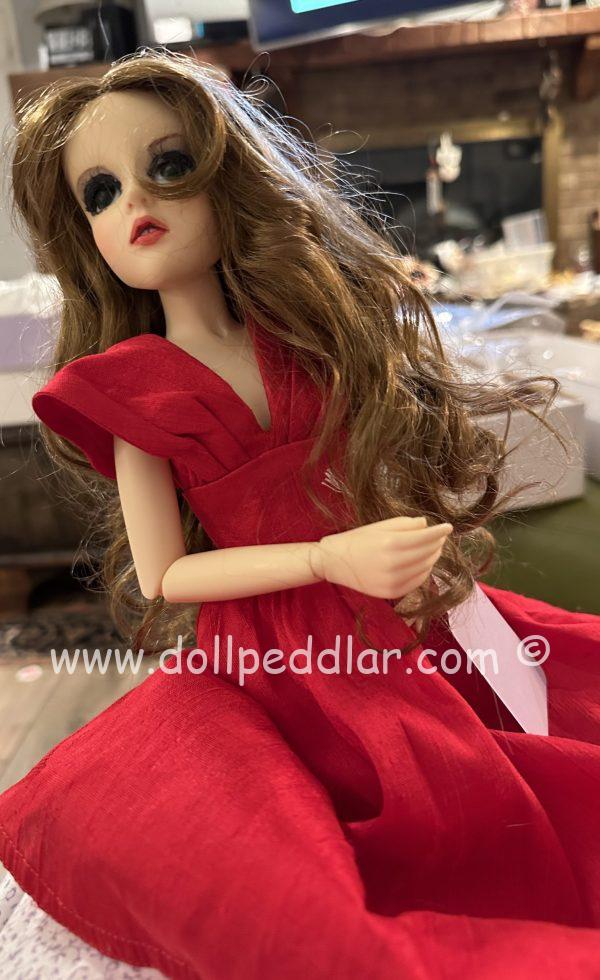 Goodreau BJD 16” ooak Boneka Red Silk Ball Gown 16" Full Set - Image 5