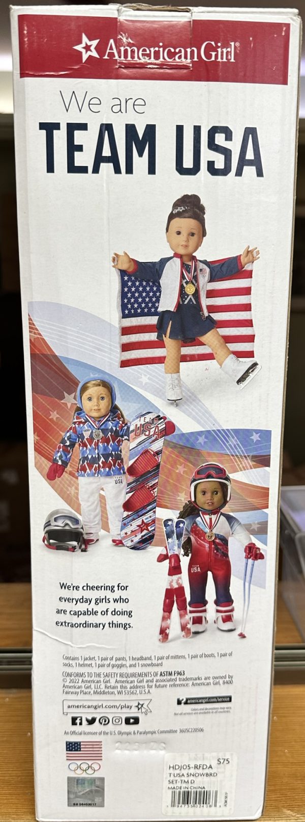 American Girl Team USA Outfit Set w/ Snowboard 18" MeadowDolls, Sophia, Tonner My Imagination, Alexander NRFB - Image 2