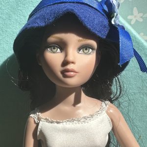 Felt Cloche Blue Hat (Modeled on 7-8″ Head)