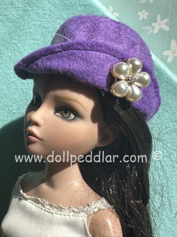 Felt Cloche Purple Hat (Modeled on 7-8" Head)