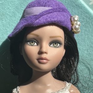Felt Cloche Purple Hat (Modeled on 7-8″ Head)