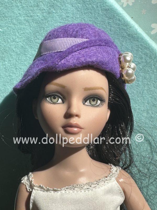 Felt Cloche Purple Hat (Modeled on 7-8" Head) - Image 2