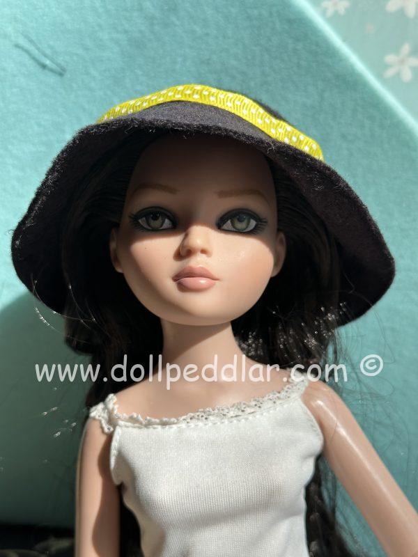 Felt Cloche Black Hat with Yellow Ribbon (Modeled on 7-8" Head) - Image 3