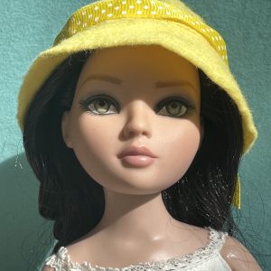 Felt Cloche Yellow Hat (Modeled on 7-8″ Head)