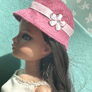 Felt Cloche Pink Hat (Modeled on 7-8″ Head)