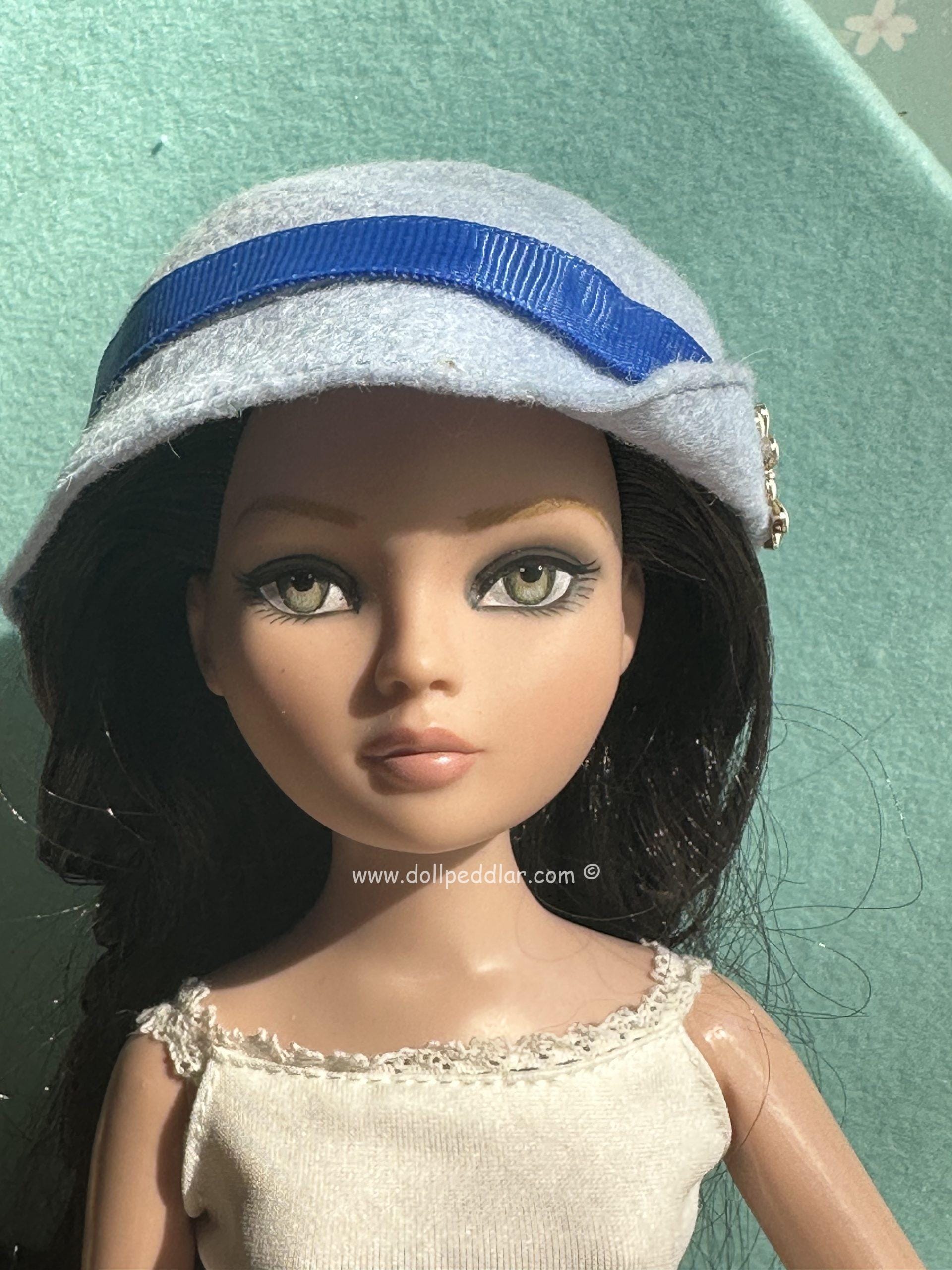 Felt Cloche Light Blue Hat (Modeled on 7-8" Head) - Image 3