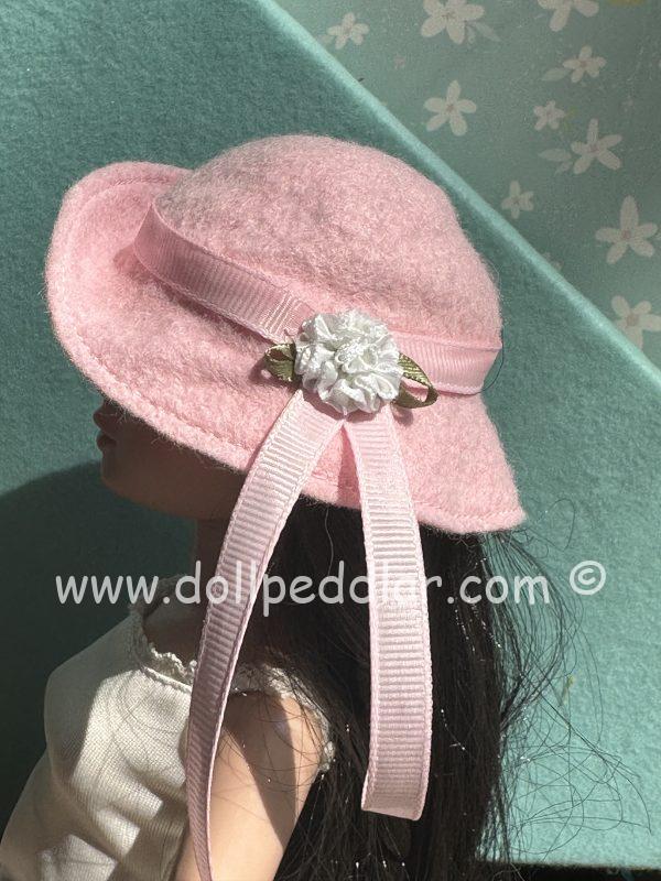 Felt Cloche Light Pink Hat (Modeled on 7-8" Head)