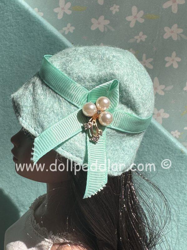 Felt Cloche Cyan Hat (Modeled on 7-8" Head)