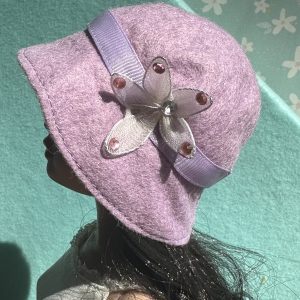 Felt Cloche Light Purple Hat (Modeled on 7-8″ Head)